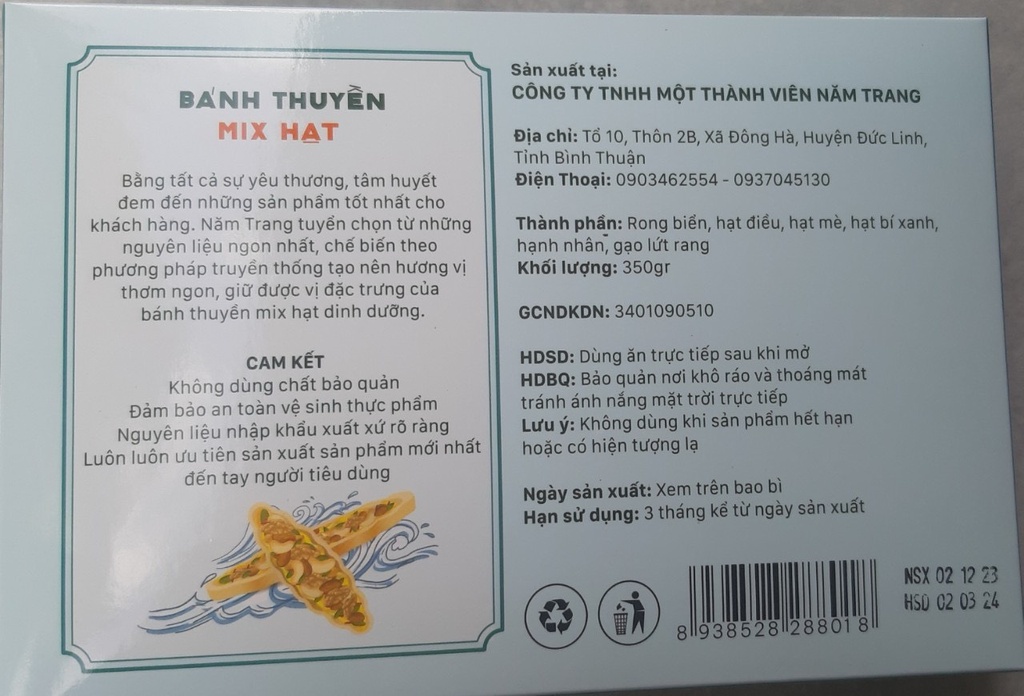 Bánh thuyền Mix hạt hộp giấy - Năm Trang