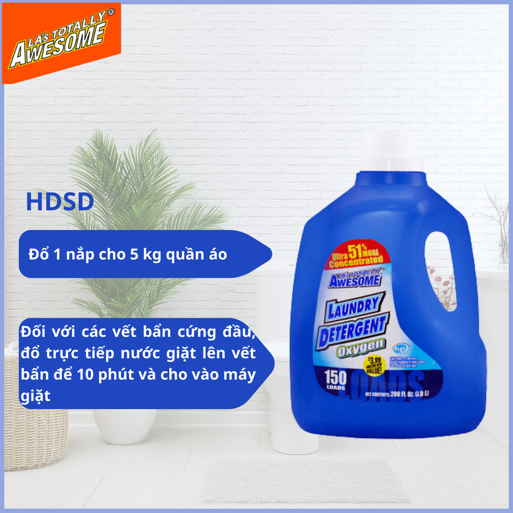 Nước Giặt Quần Áo Công Nghệ Oxygen - NK USA - 5.9 lít