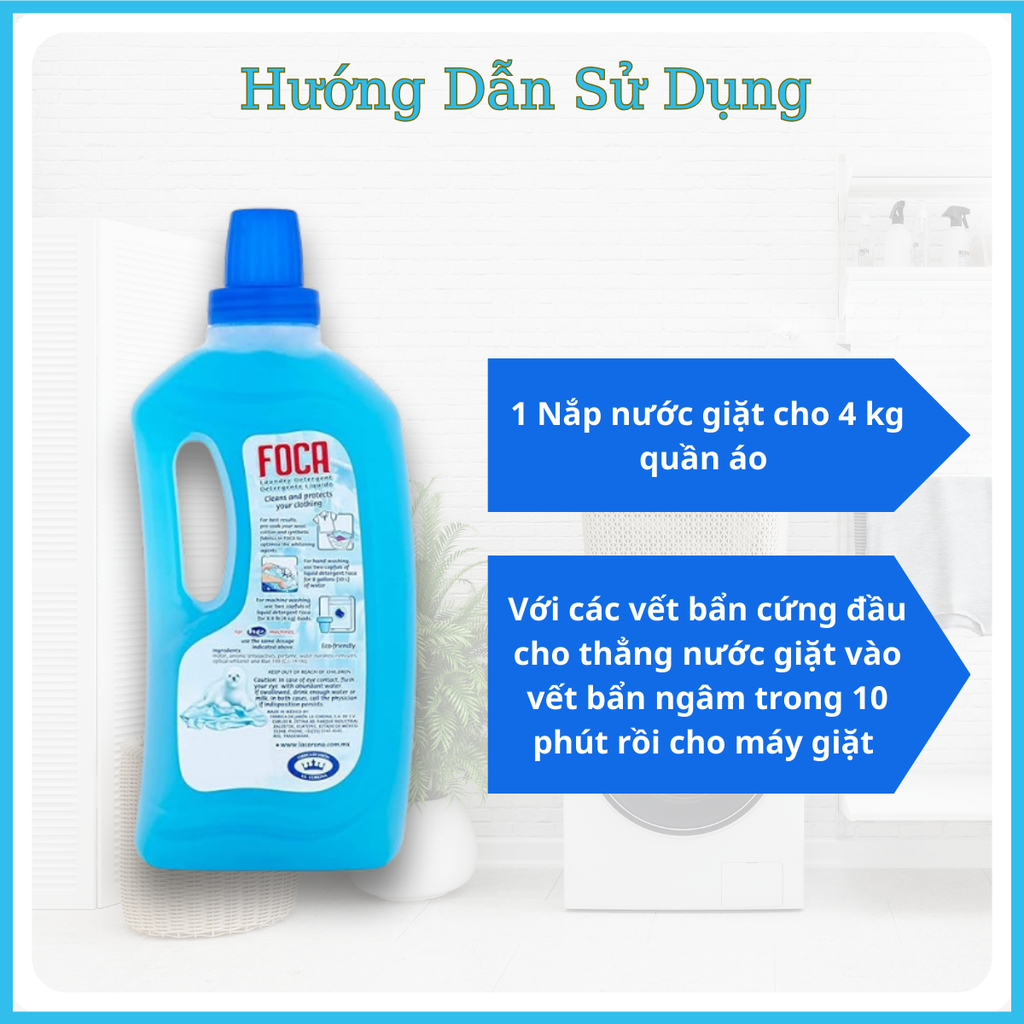 Hano - Nước Giặt Quần Áo FOCA 1000ml.