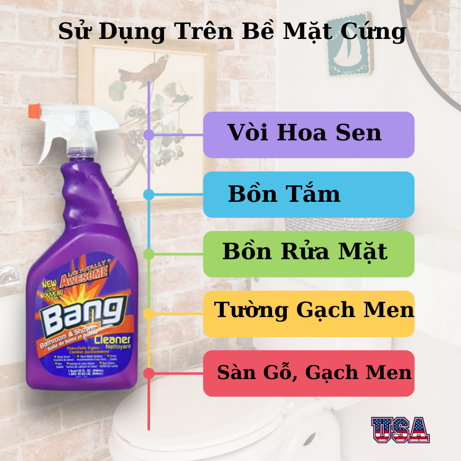 Xịt Tẩy Nhà Vệ Sinh BANG-Bathroom Cleaner. 949ml USA