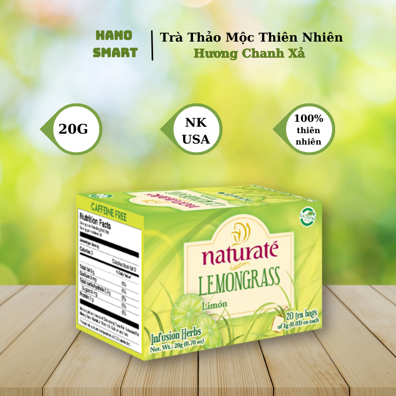 Trà Chanh Sả thiên nhiên,Nature Lemongrass Tea 20 gói/hộp 20G USA