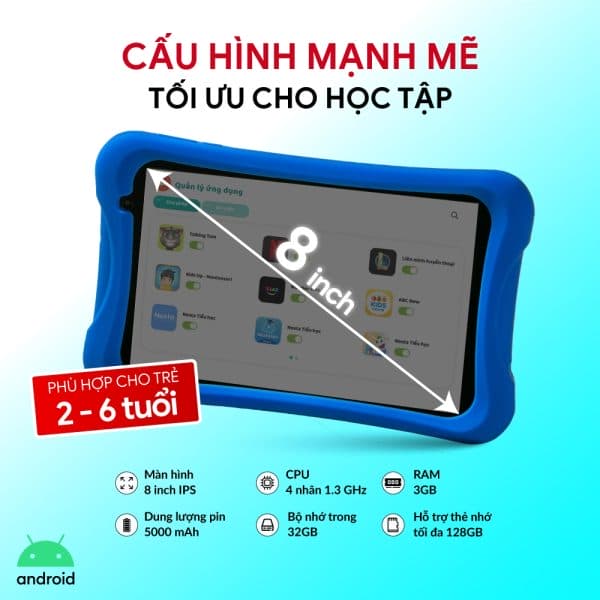 Máy tính bảng trẻ em Tab8 Kidzone