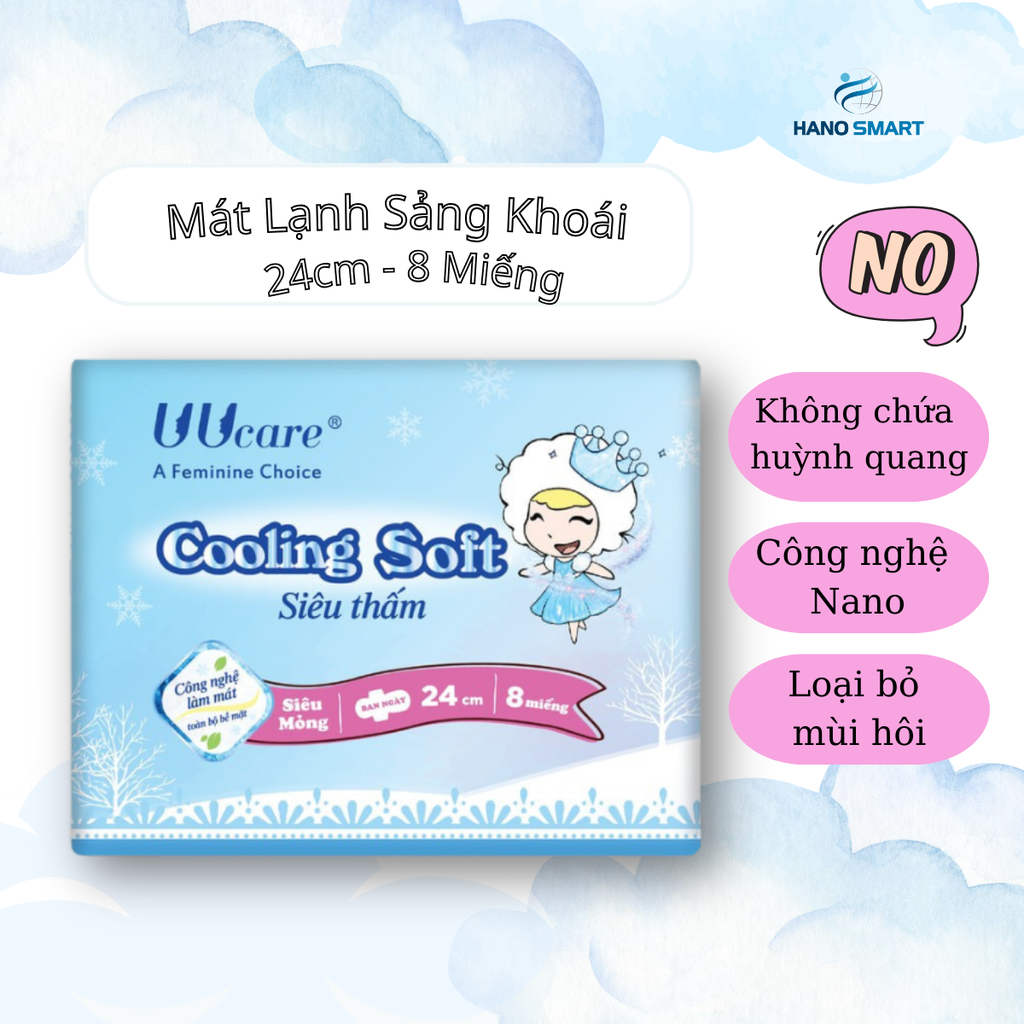 ăng Vệ Sinh UUcare Young Girl Cooling Soft Siêu Thấm Loại Ban Ngày 24cm 8 Miếng