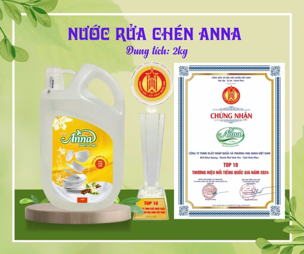 Nước rửa chén Anna hương quế 2L.