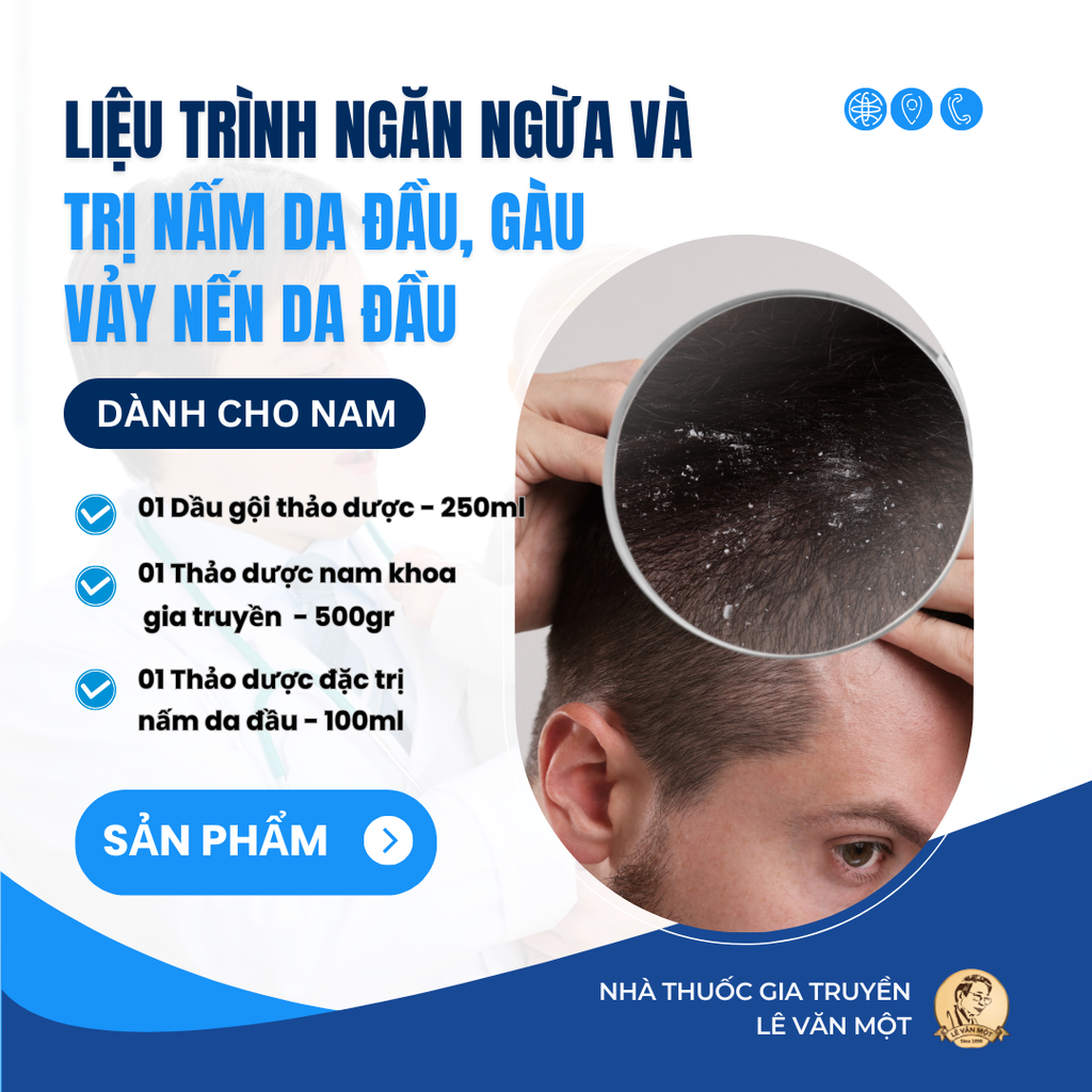 LIỆU TRÌNH NGĂN NGỪA VÀ TRỊ NẤM DA ĐẦU, GÀU, VẢY NẾN DA ĐẦU DÀNH CHO NAM