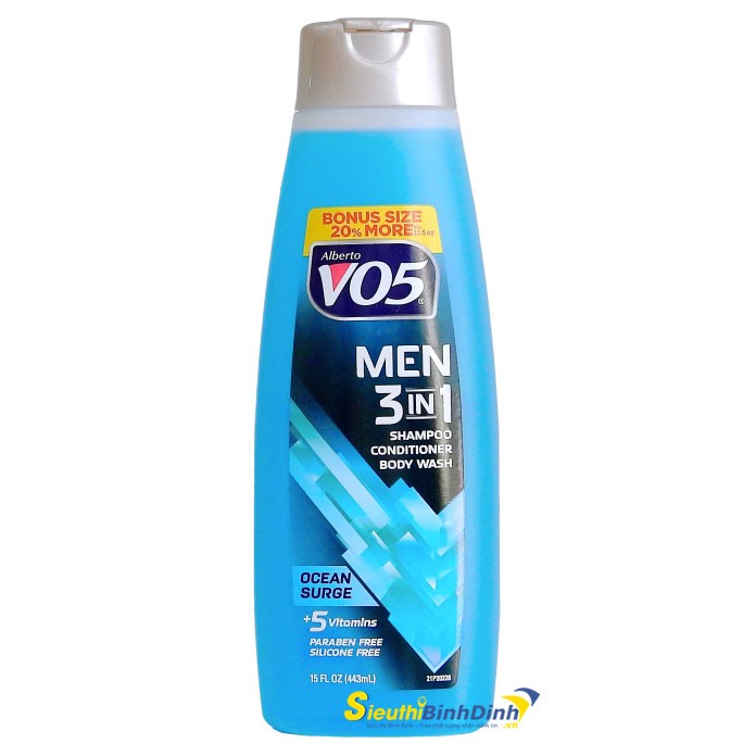 hano - Men's Shampoo 3 in 1 VO5 . Dầu Gội 3 Trong 1 Cho Nam VO5 - Hương Ocean Surge